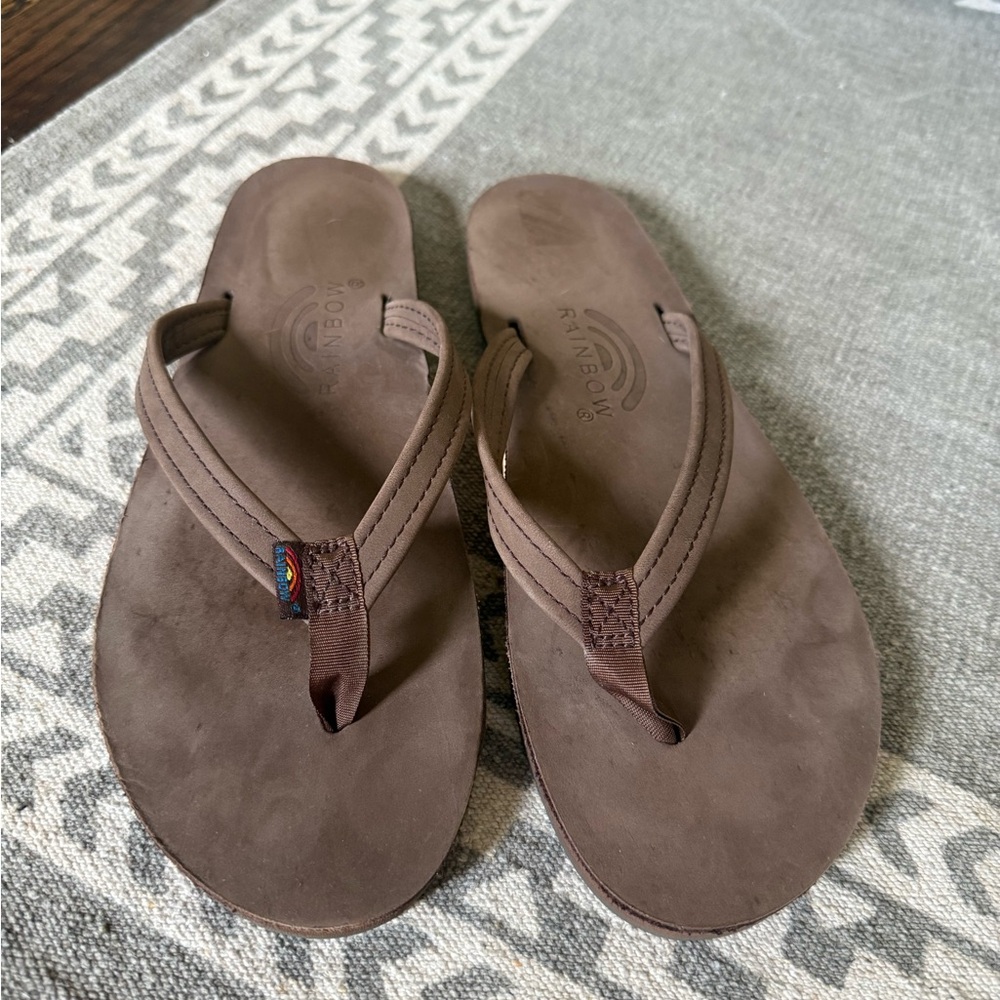 Rainbow Single Layer Premier Leather with Arch Support and a 1/2" Narrow Strap